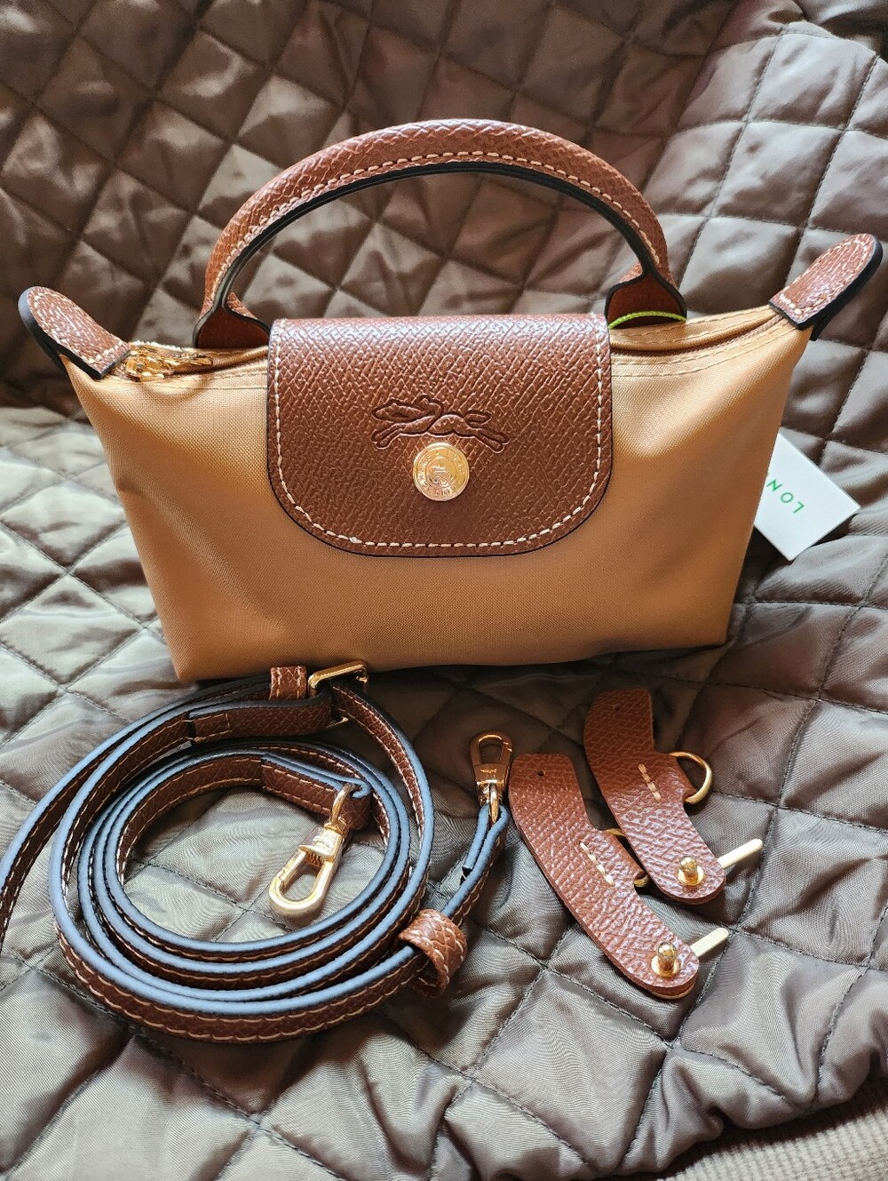 Longchamp Sand (Golden Yellow) Mini Bag with Removable Strap NWT